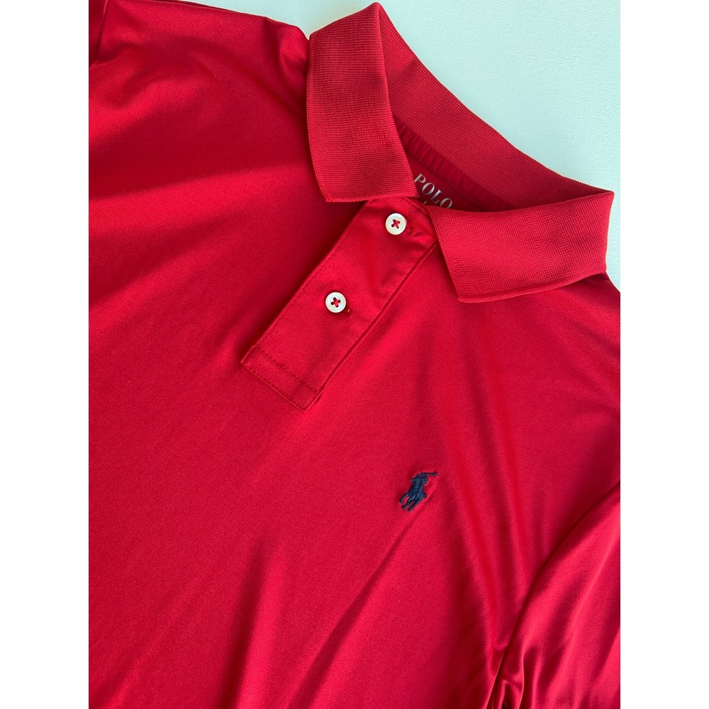 Polo Ralph Lauren Boys M 10/12 Performance Jersey Red Polo Blue Pony Shirt